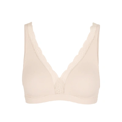 Shop Hanro Light Pink Lace-trimmed Soft-cup Bra In Nude