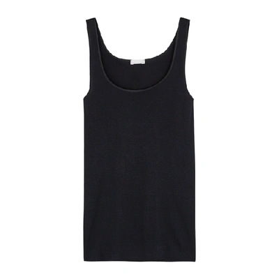 Hanro Womens Black Seamless Cotton Vest Top In Black