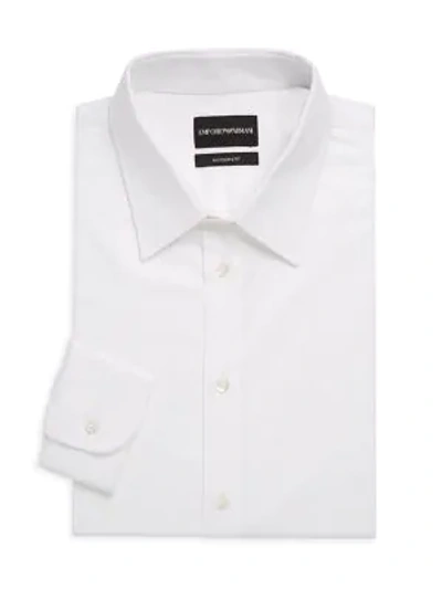 Shop Emporio Armani Modern-fit Solid Dress Shirt In White