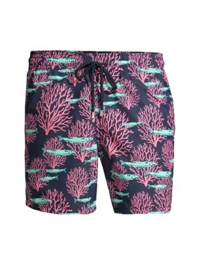 Shop Vilebrequin Moorea Printed Swim Shorts In Blue Marine