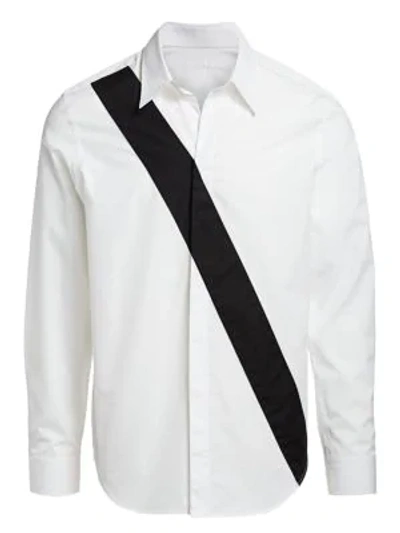 Shop Helmut Lang Slash Band Shirt In White Black