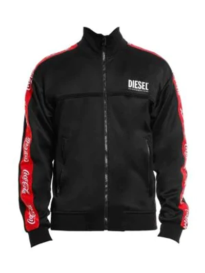 Shop Diesel Coca-cola Tape Zip-up Jacket In Black