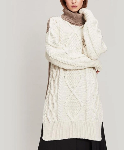 Shop Joseph High-neck Chunky Cable-knit Sweater In Cream