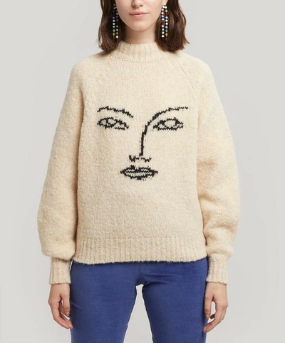 Shop Paloma Wool Pieiro Intarsia Knit Face Jumper In Cream