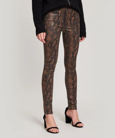 Shop Paige Hoxton Ultra Skinny Jeans In Coated Brown Snake