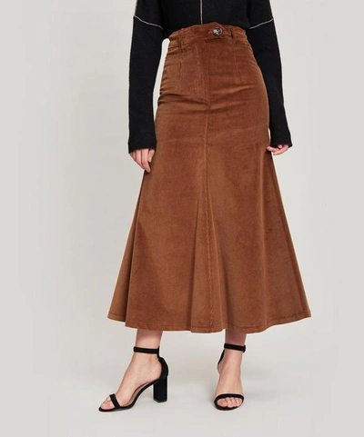 Shop A.w.a.k.e. Back-to-front Corduroy Skirt In Brown