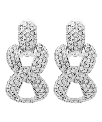 Shop Oscar De La Renta Pave Crystal Chain-link Earrings In White