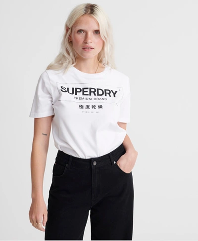 Shop Superdry Mono Premium Brand Oversized T-shirt In White