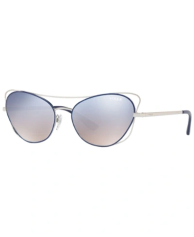 Shop Vogue Women's Sunglasses, Vo4070s In Dark Blue/grad Light Blue Mirror Silver