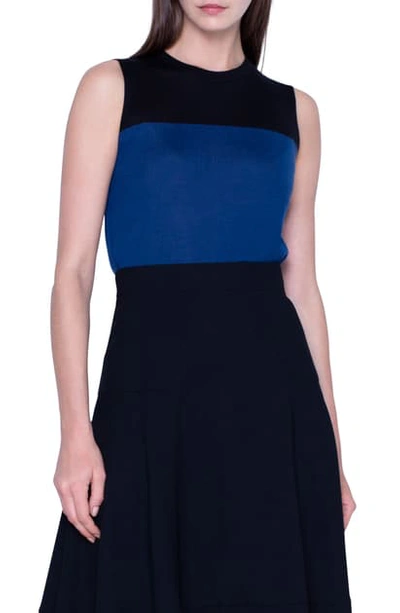 Shop Akris Colorblock Cashmere & Silk Shell In Ink Black