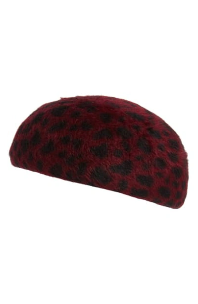 Shop Eugenia Kim Leopard Print Fur Felt Cap In Red Leopard