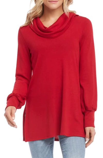 Shop Karen Kane Cowl Neck Side Slit Turtleneck Sweater In Red