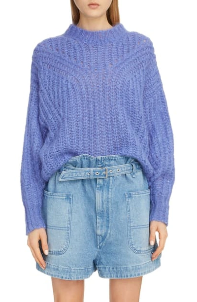 Shop Isabel Marant Blouson Sleeve Mohair & Wool Blend Sweater In Blue