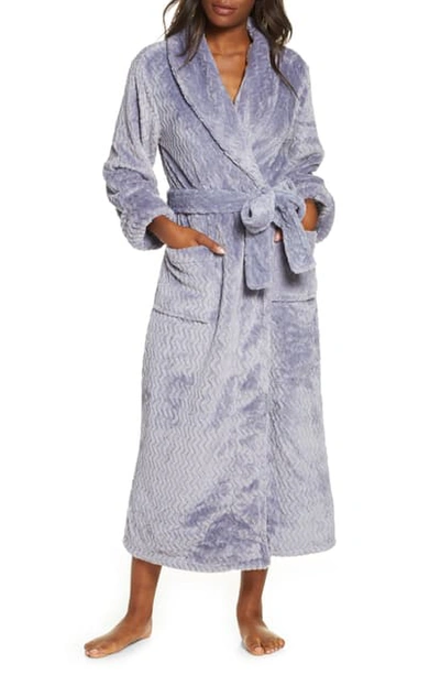 Shop Natori Plush Geo Robe In New Blue Granite