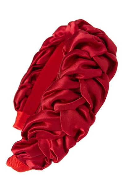 Shop Jennifer Behr Lorelei Satin Headband In Ruby