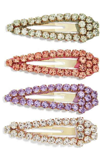Shop Baublebar 4-pack Crystal Barrettes In Clear/ Red/ Purple/ Green