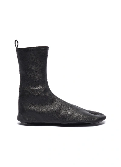 Shop Jil Sander 'tabi' Leather Flat Ankle Sock Boots In Black