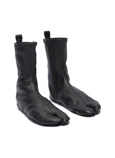 Shop Jil Sander 'tabi' Leather Flat Ankle Sock Boots In Black