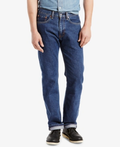 Shop Levi's Men's 505 Regular Fit Non-stretch Jeans In Dark Stonewash