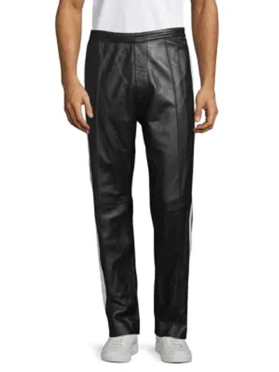 Shop Dsquared2 Side Stripe Leather Pants In Black White