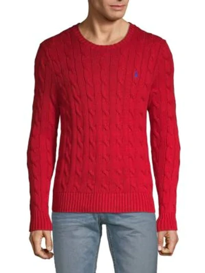 Shop Polo Ralph Lauren Cable-knit Cotton Sweater In Burgundy