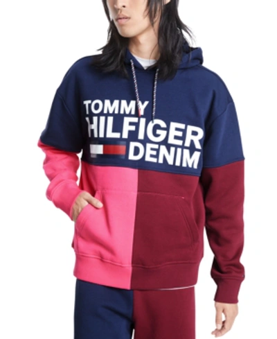 Tommy Hilfiger Denim Men's Ollie Pieced Colorblocked Logo Hoodie In Black  Iris / Multi | ModeSens