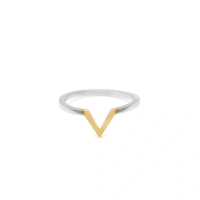 Shop Myia Bonner Two-tone Triangle V Ring - 9k Yellow Gold & Silver