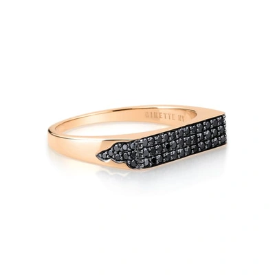 Shop Ginette Ny Baguette Black Diamond Signet Ring
