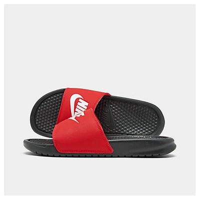 Shop Nike Men's Benassi Jdi Slide Sandals In Black/white/university Red