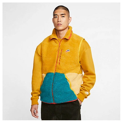 Shop Nike Men's Sportswear Sherpa Fleece Vest In Yellow
