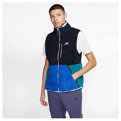 Shop Nike Men's Sportswear Sherpa Fleece Vest In Blue