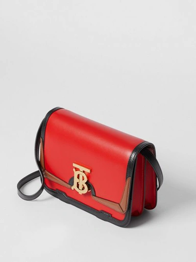 Shop Burberry Small Appliqué Leather Tb Bag In Bright Red