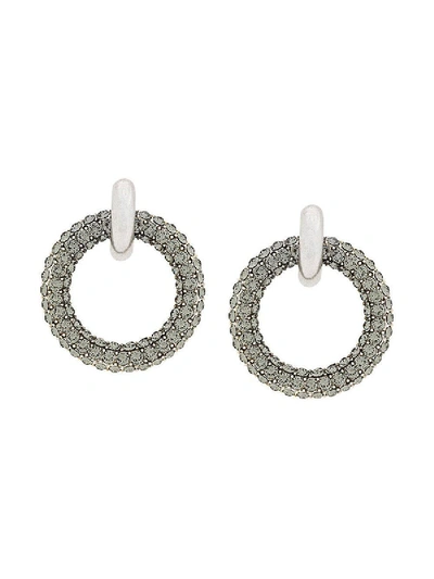 Shop Balenciaga Hoop Stud Earrings Silver