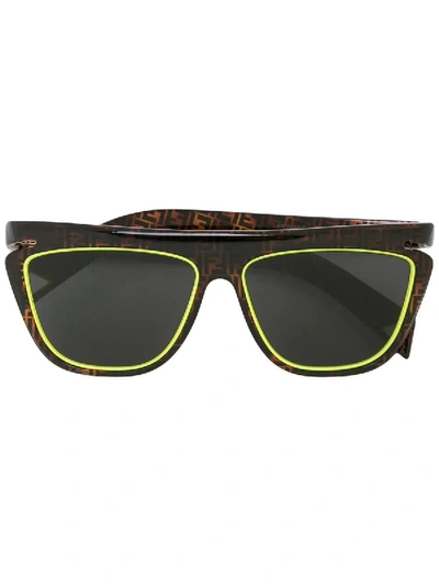 Shop Fendi Logo Tortoiseshell Square Sunglasses In Multicolor