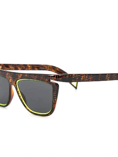 Shop Fendi Logo Tortoiseshell Square Sunglasses In Multicolor
