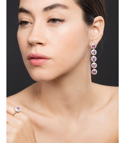 Shop Selim Mouzannar Pink Sapphire And Blue Enamel Drop Earrings In Rosegold