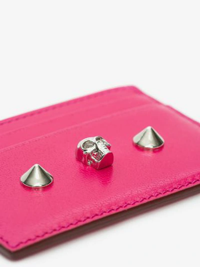 Shop Alexander Mcqueen Skull And Stud Card Holder In Orchid Pink