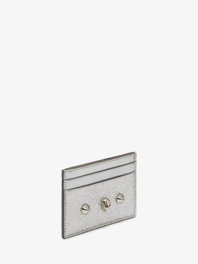 Shop Alexander Mcqueen Skull And Stud Cardholder In Silver