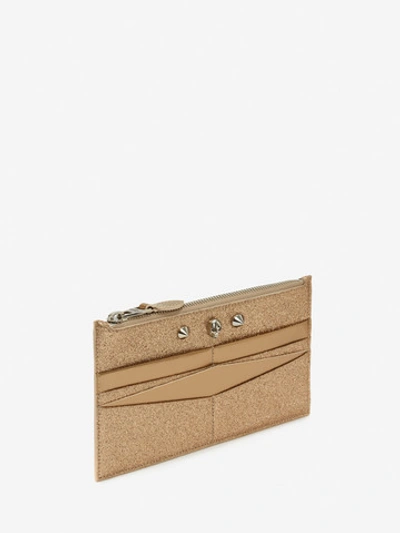 Shop Alexander Mcqueen Skull And Stud Flat Zipper Wallet In Gold