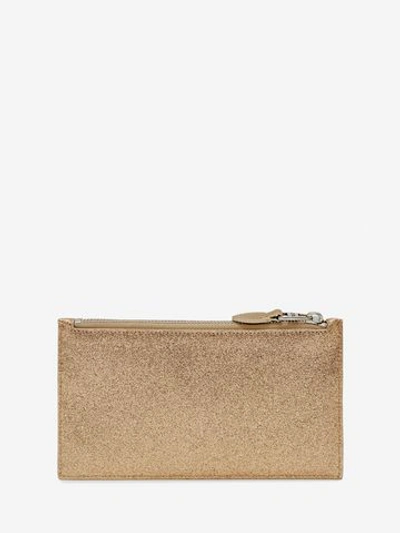 Shop Alexander Mcqueen Skull And Stud Flat Zipper Wallet In Gold