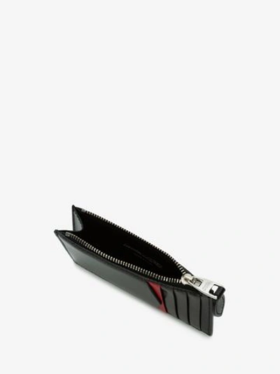 Shop Alexander Mcqueen Skull And Stud Zipped Card Holder In Black/red