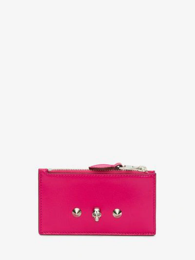 Shop Alexander Mcqueen Skull And Stud Zipped Card Holder