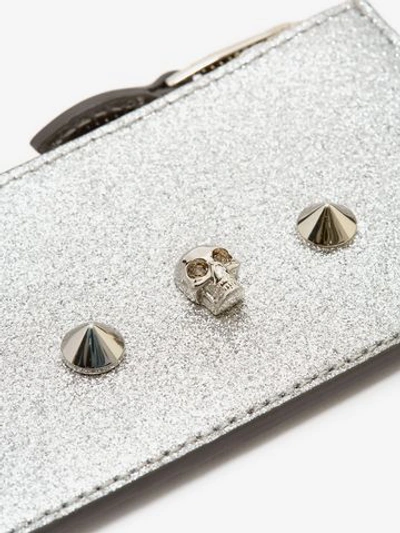 Shop Alexander Mcqueen Skull And Stud Zipper Cardholder In Silver