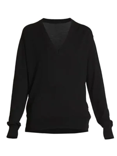 Shop Givenchy Button-embellished Wool Silk Sweater In Black