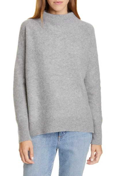 Shop Vince Boiled Cashmere Funnel Neck Pullover In Heather Grey