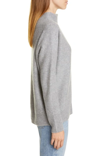 Shop Vince Boiled Cashmere Funnel Neck Pullover In Heather Grey