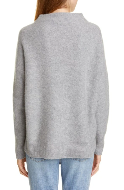 Shop Vince Boiled Cashmere Funnel Neck Pullover In Heather Grey