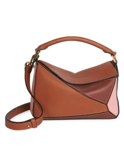 Shop Loewe Women's Small Puzzle Leather Bag In Tan