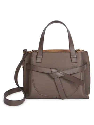 Shop Loewe Mini Gate Leather Top Handle Bag In Dark Taupe