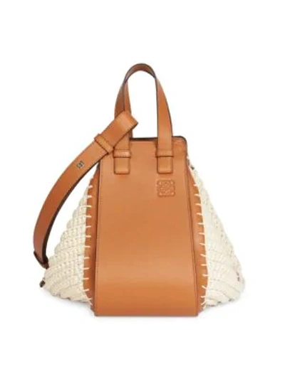 Shop Loewe Small Hammock Crochet Leather Bag In Tan